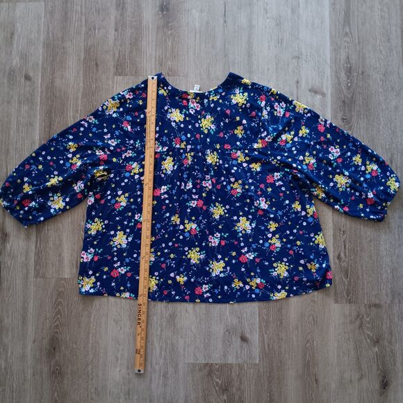 Floral Peasant Top Womens 2X Vneck Pullover 3/4 Sleeve St Johns Bay Boho Comfort - Picture 6 of 10